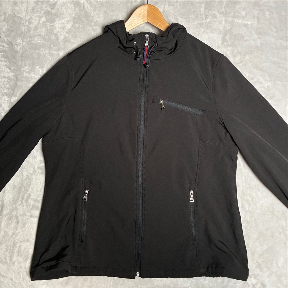 Tommy Hilfiger Womens Black Softshell Fleece Lined Hooded Jacket XL